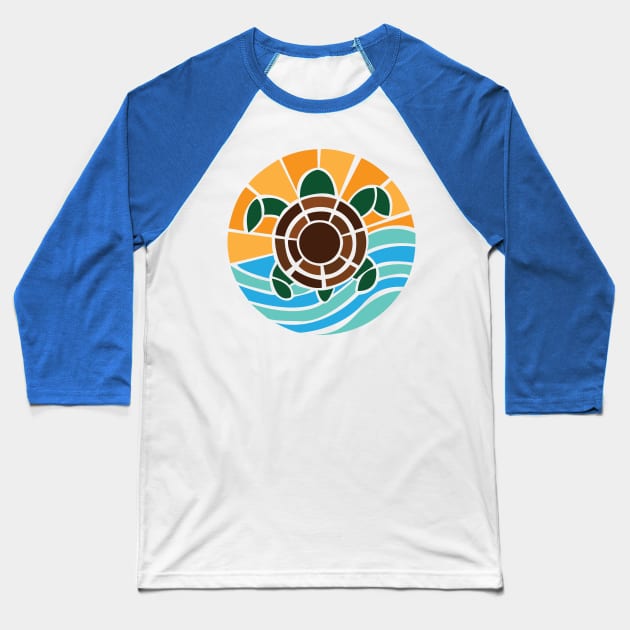 Turtle in the waves mosaic (Full size) Baseball T-Shirt by COLeRIC